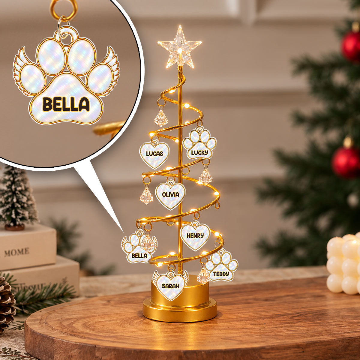 Custom Family & Pet Christmas Tree Light, Family Christmas Decor • In Loving Memory Tree - Personalized LED Tree Lights