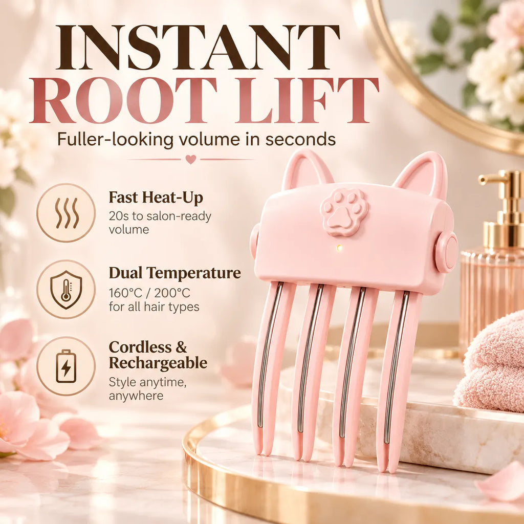 🔥 Instant Hair Volume ✨ Root-Lifting Heated Volumizing Comb – Salon-Style Lift in Minutes 💖
