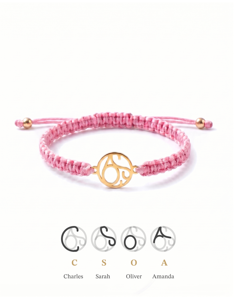Kids Braided Cord Monogram Bracelet