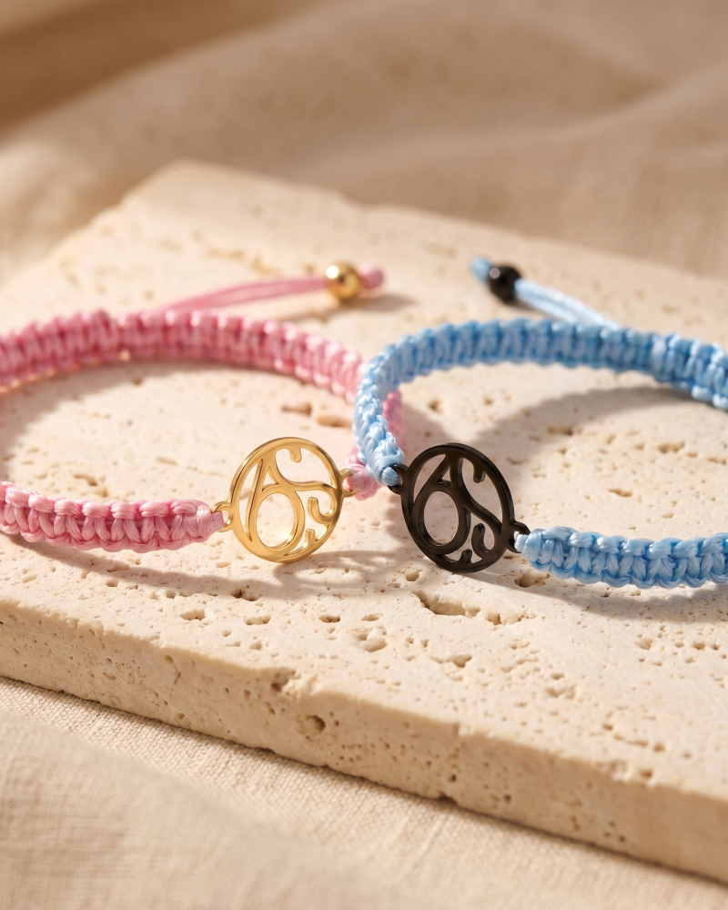 Kids Braided Cord Monogram Bracelet