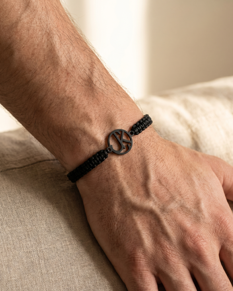 Mens Braided Cord Monogram Bracelet