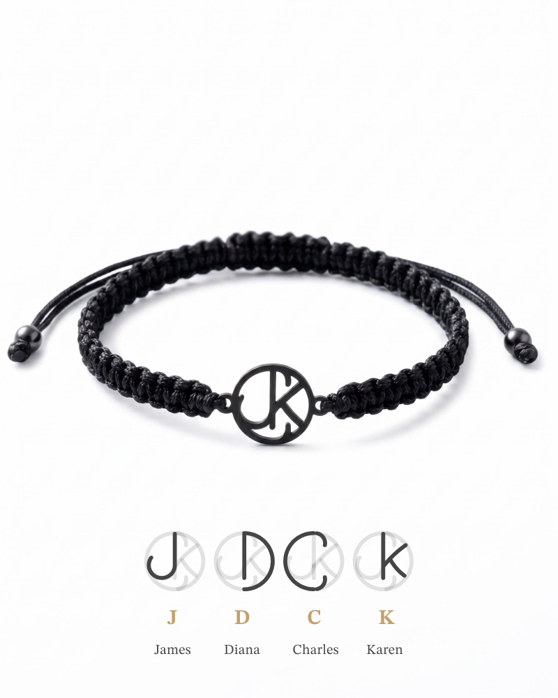 Mens Braided Cord Monogram Bracelet | Re-Order Same Design
