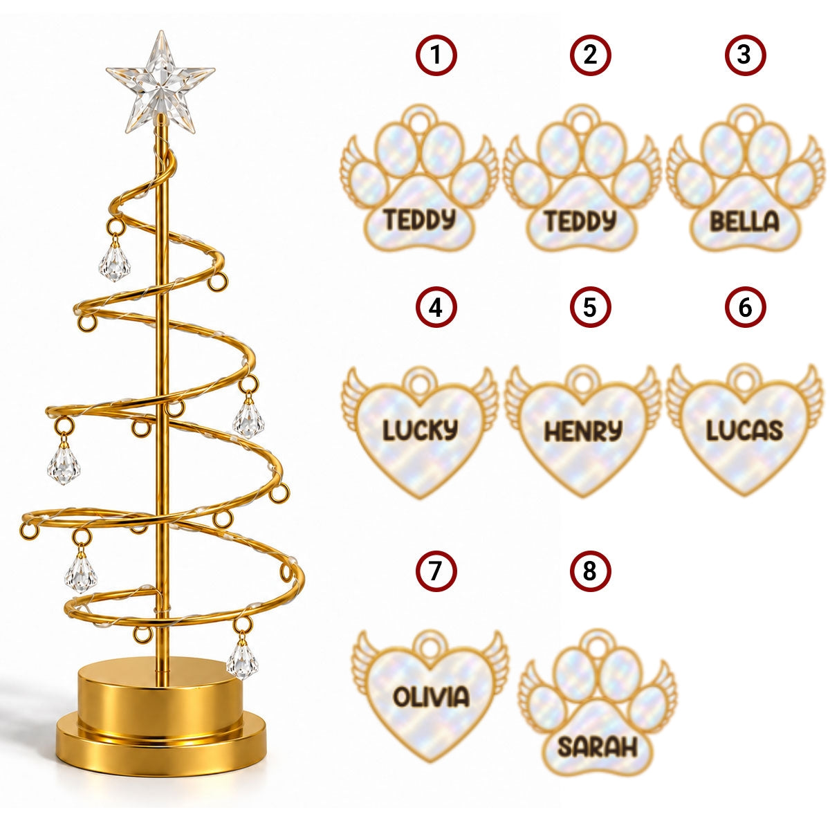 Custom Family & Pet Christmas Tree Light, Family Christmas Decor • In Loving Memory Tree - Personalized LED Tree Lights