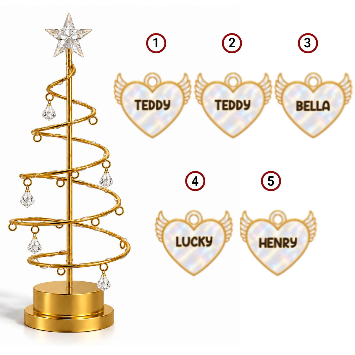 Custom Family & Pet Christmas Tree Light, Family Christmas Decor • In Loving Memory Tree - Personalized LED Tree Lights