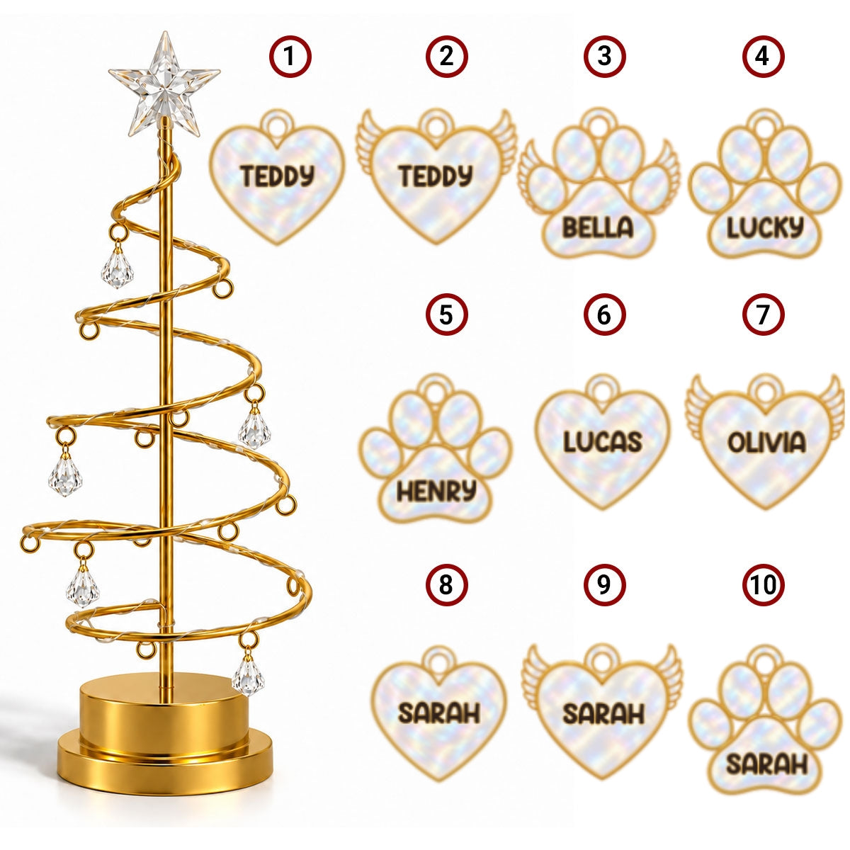 Custom Family & Pet Christmas Tree Light, Family Christmas Decor • In Loving Memory Tree - Personalized LED Tree Lights