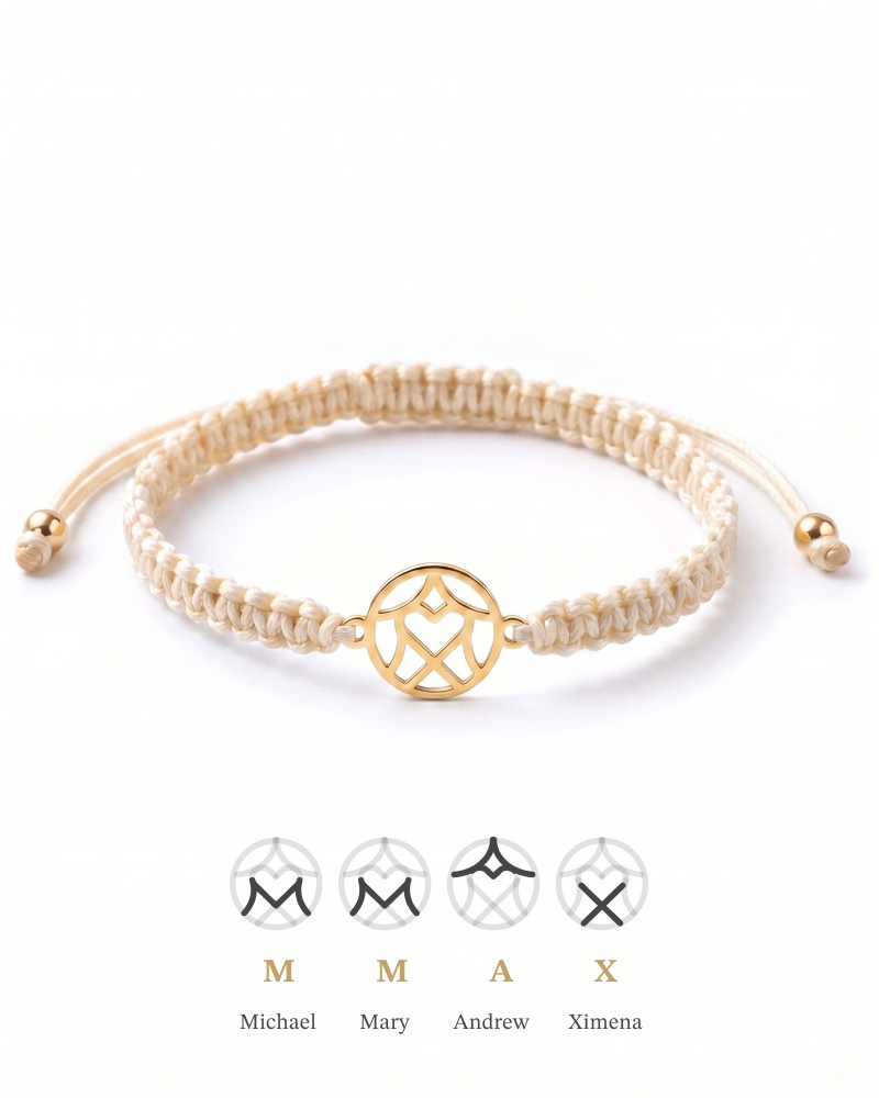 Womens Braided Cord Monogram Bracelet