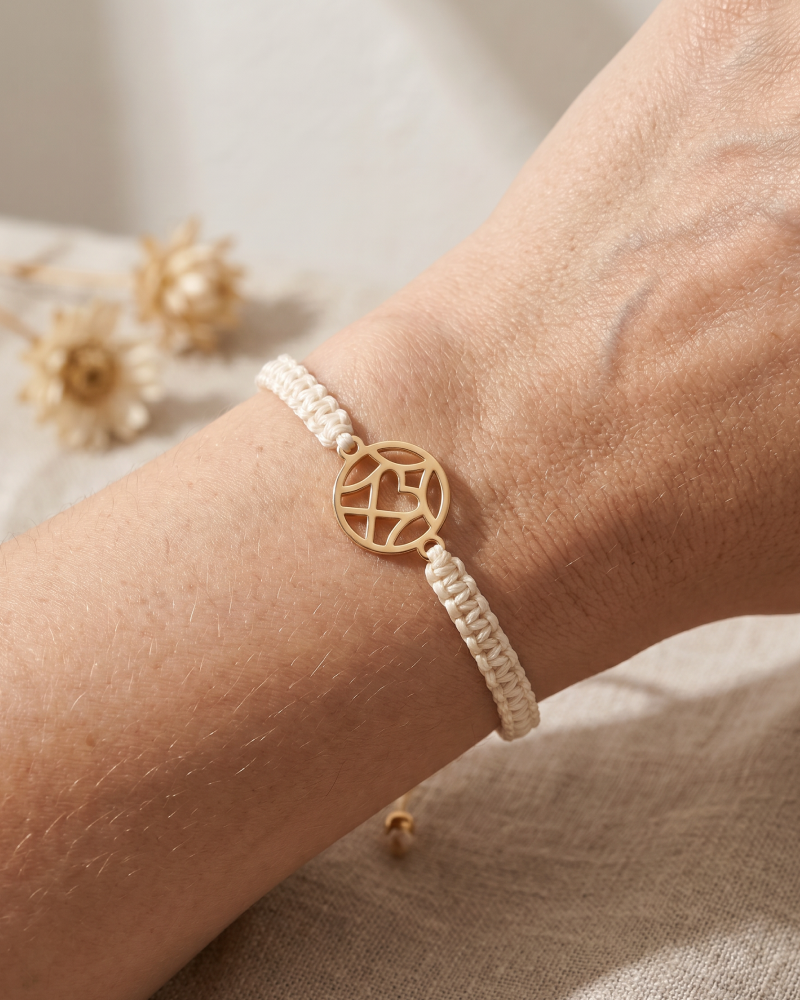 Womens Braided Cord Monogram Bracelet